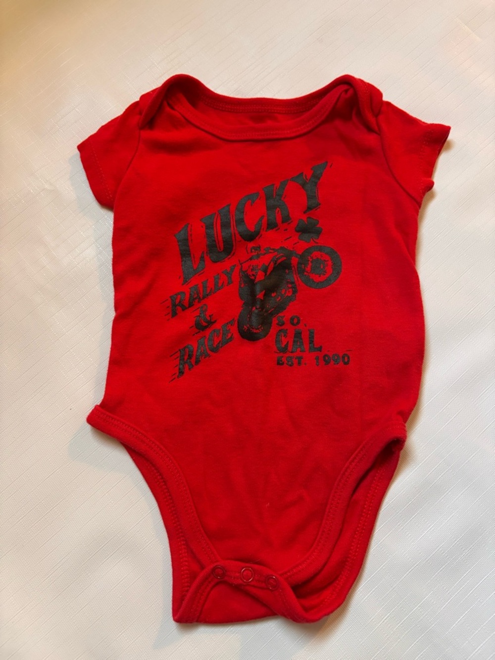 Lucky Brand Red Rally & Race Baby One-Piece Bodysuit